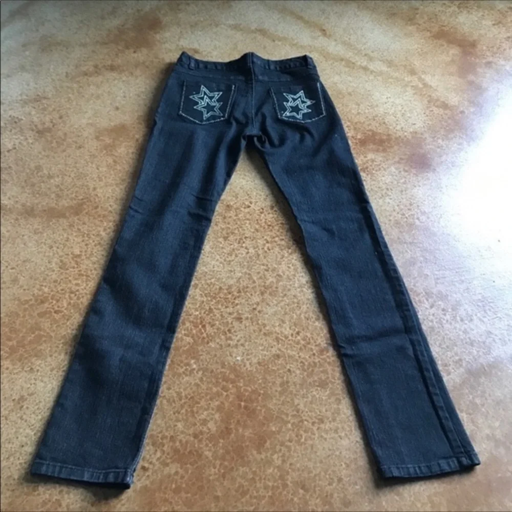 Govanni 13/14 skinny dark wash embellished star rhinestone pocket mid rise jeans